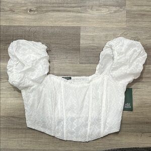 Wild Fable White Eyelet Puff Sleeve Blouse